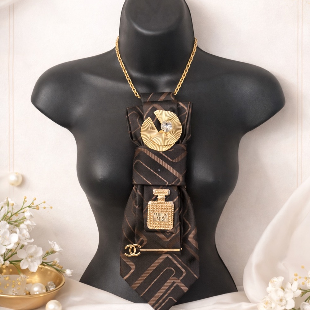 Elegant Gold and Brown Women's Necklace